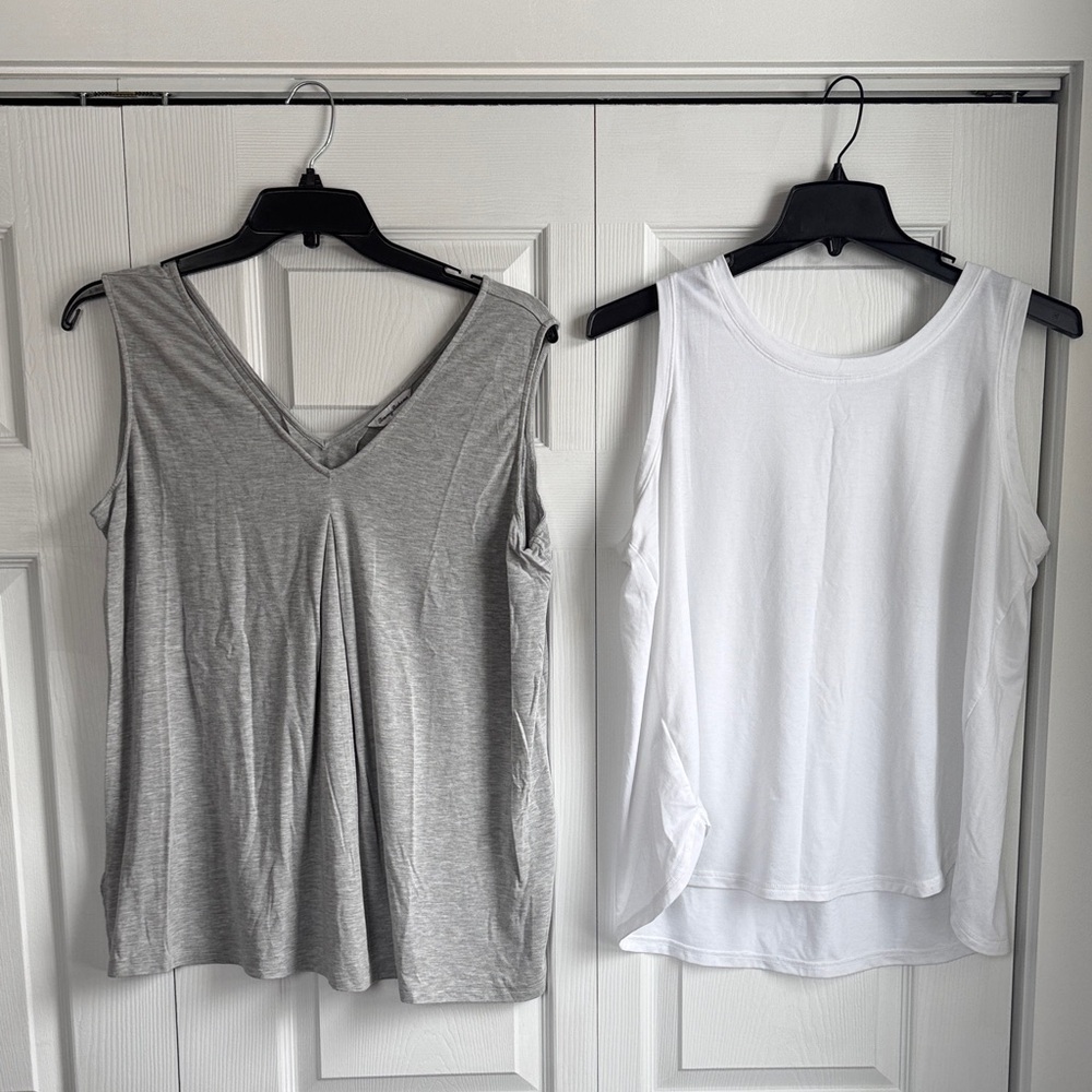 Women’s Tommy Bahama Gray + White Tank Tops XL Travel Poly Blend Lightweight